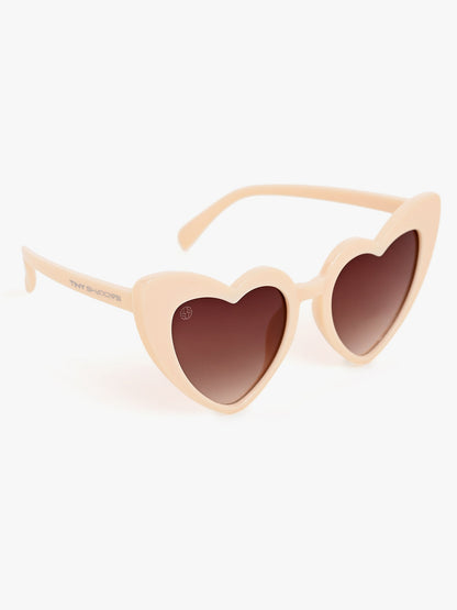 Heart sunglasses beige colour and brown lans cute sunglasses 