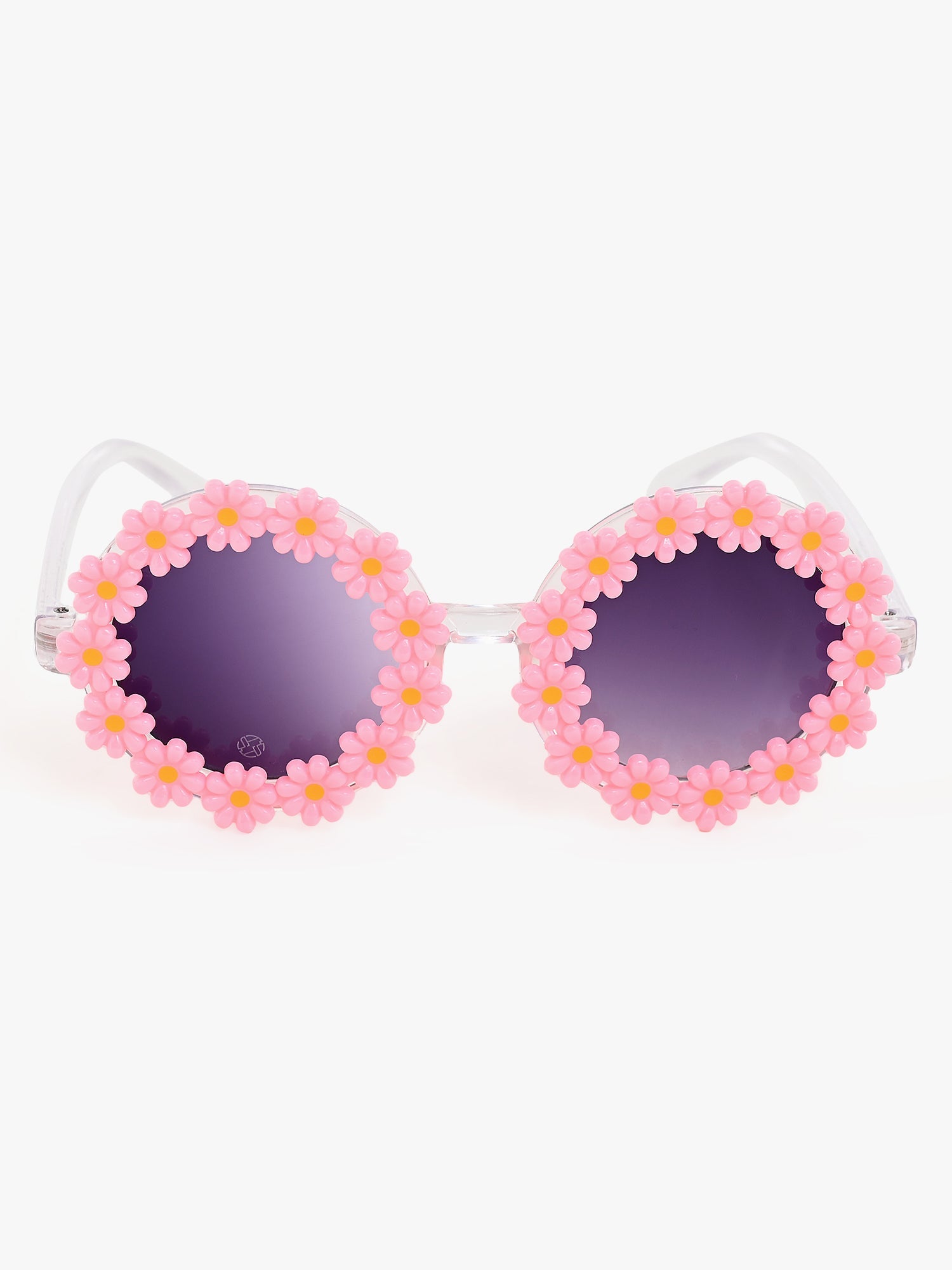 round floral frame sunglasses pink colour blue lans and beautiful design