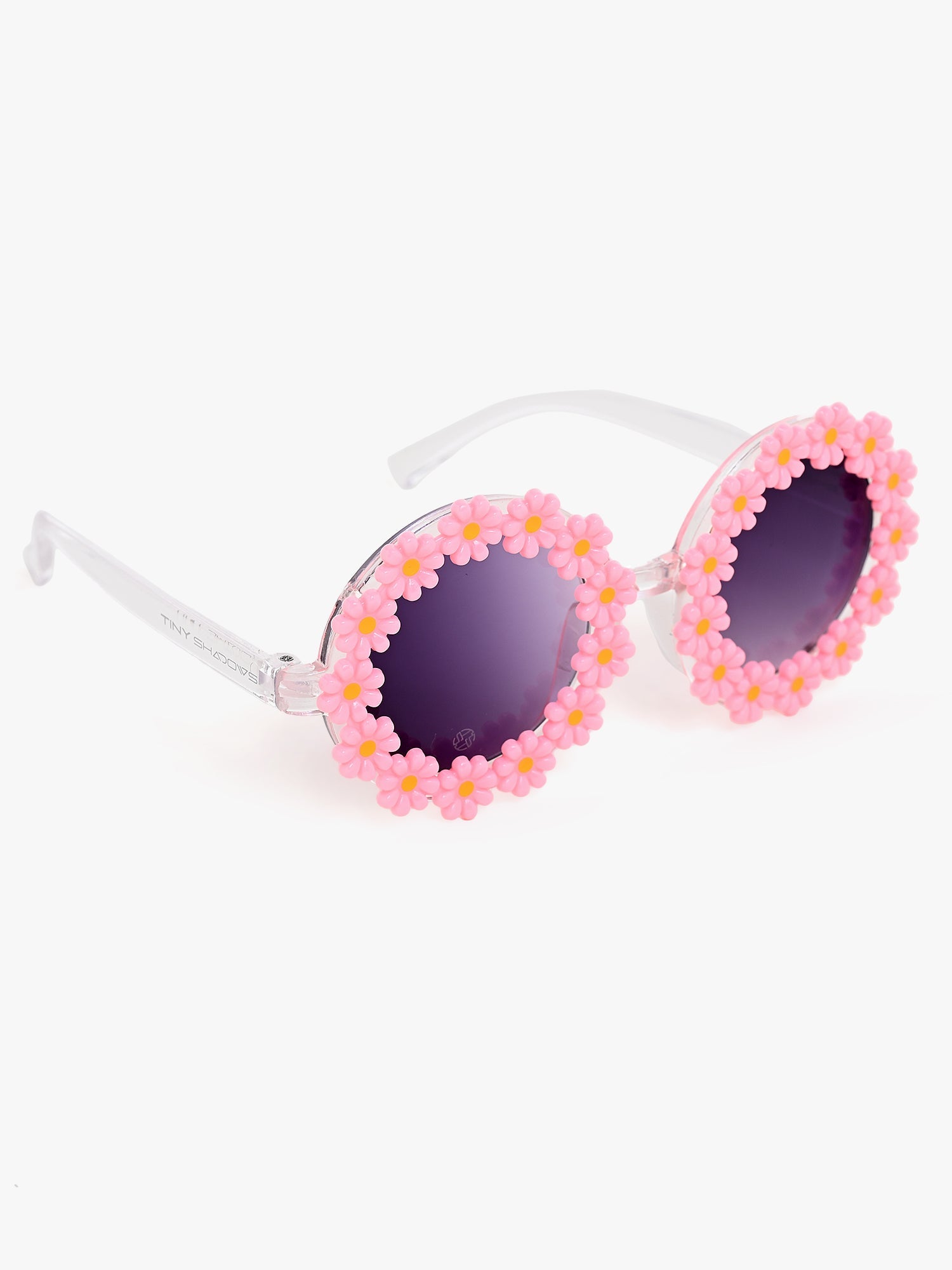 round floral frame sunglasses pink colour blue lans and beautiful design