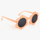 round flower frame sunglasses orange colour  sunglasses and black colour lans 