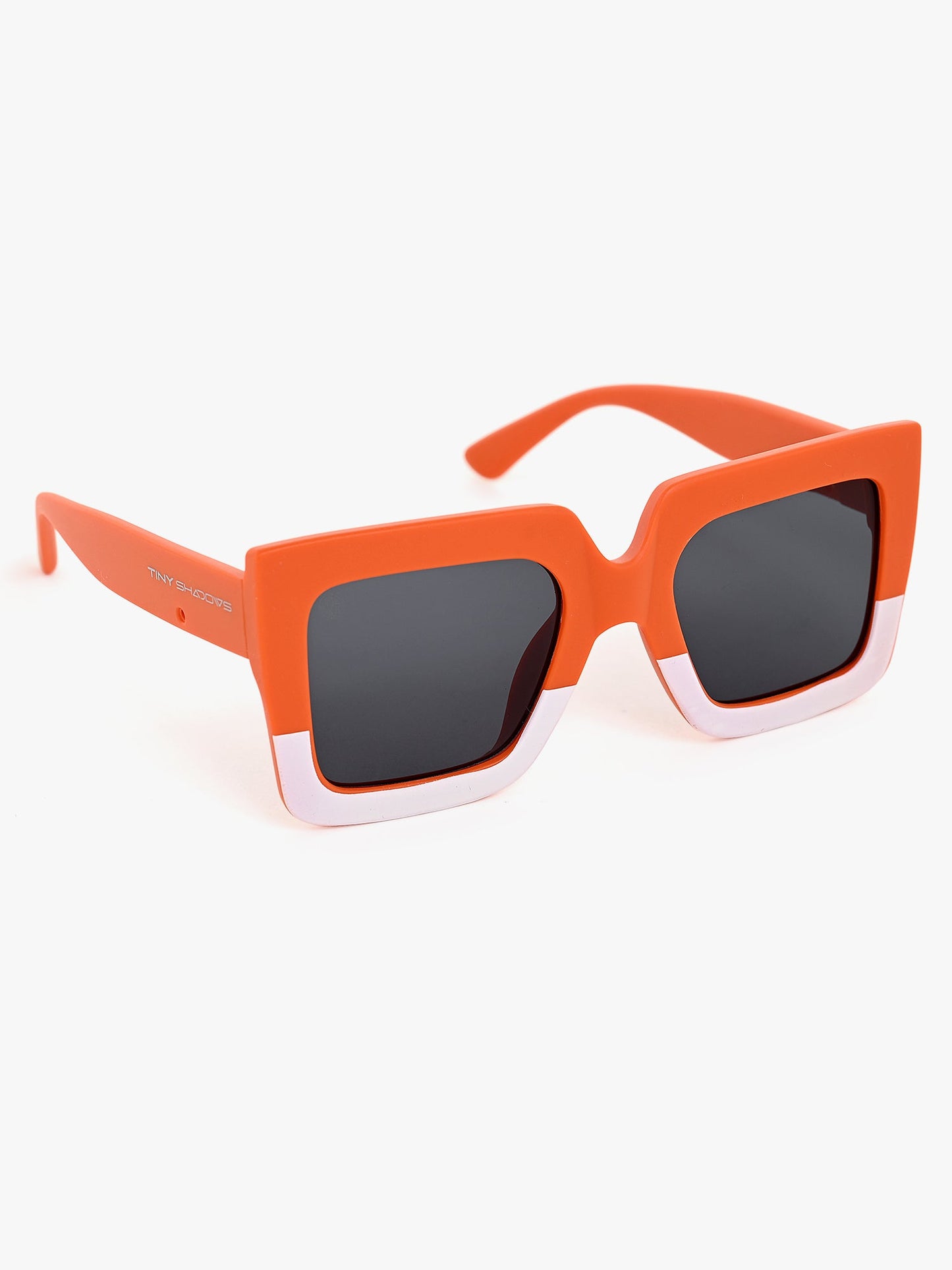 orange Wayfarer sunglasses look and kids goggles orange and white colour