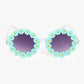 round floral frame sunglasses green colour blue lans and beautiful design