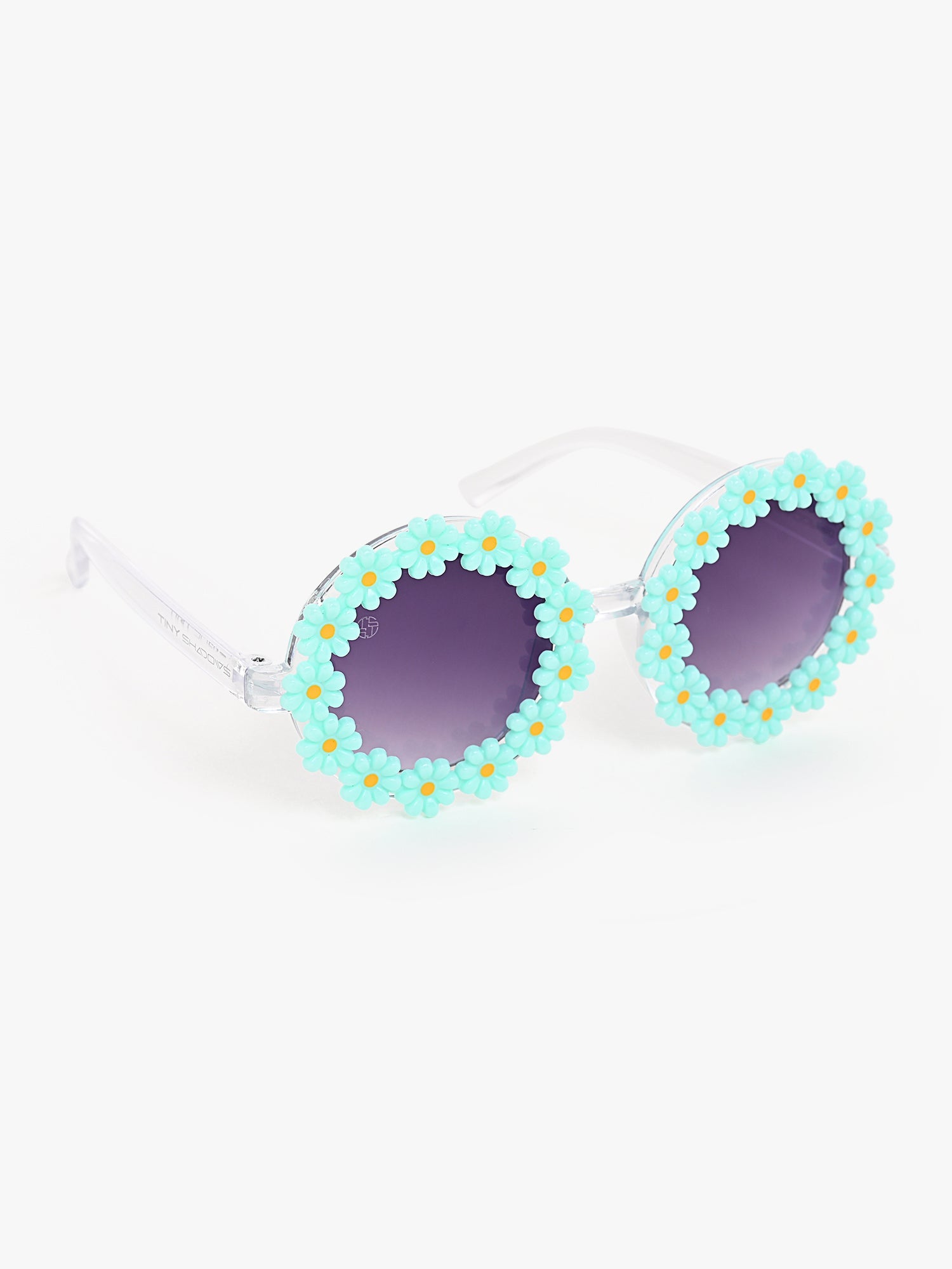 round floral frame sunglasses green colour blue lans and beautiful design 