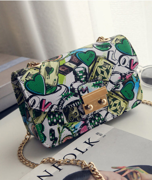 Branded handbags kids printed handbags beautiful colour green colour 