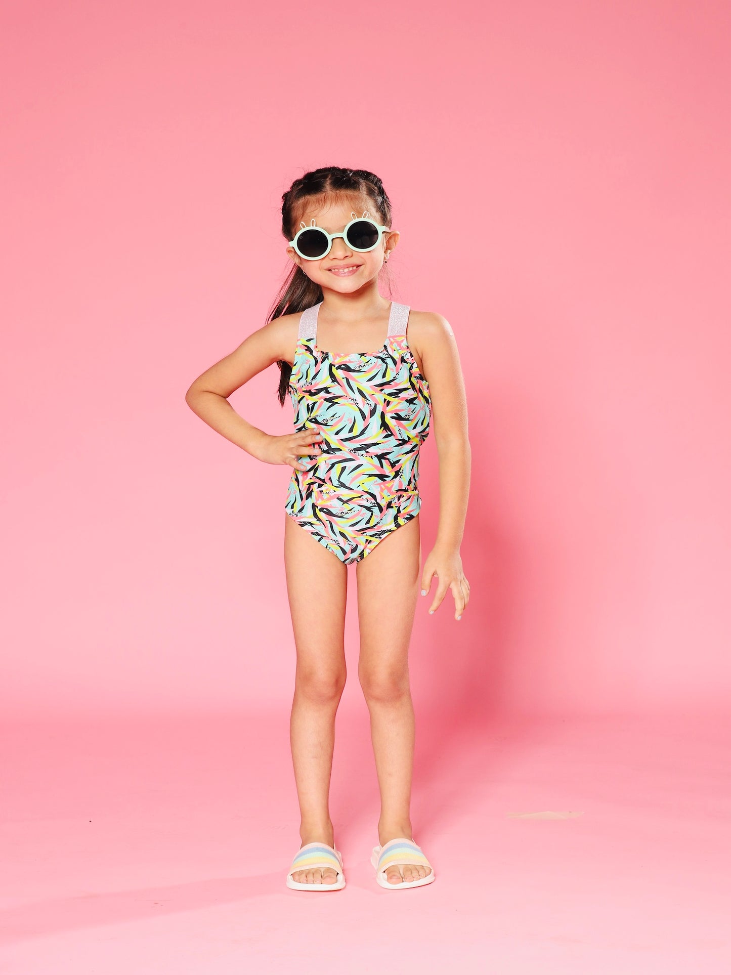 Swimsuit printed colour for girl look