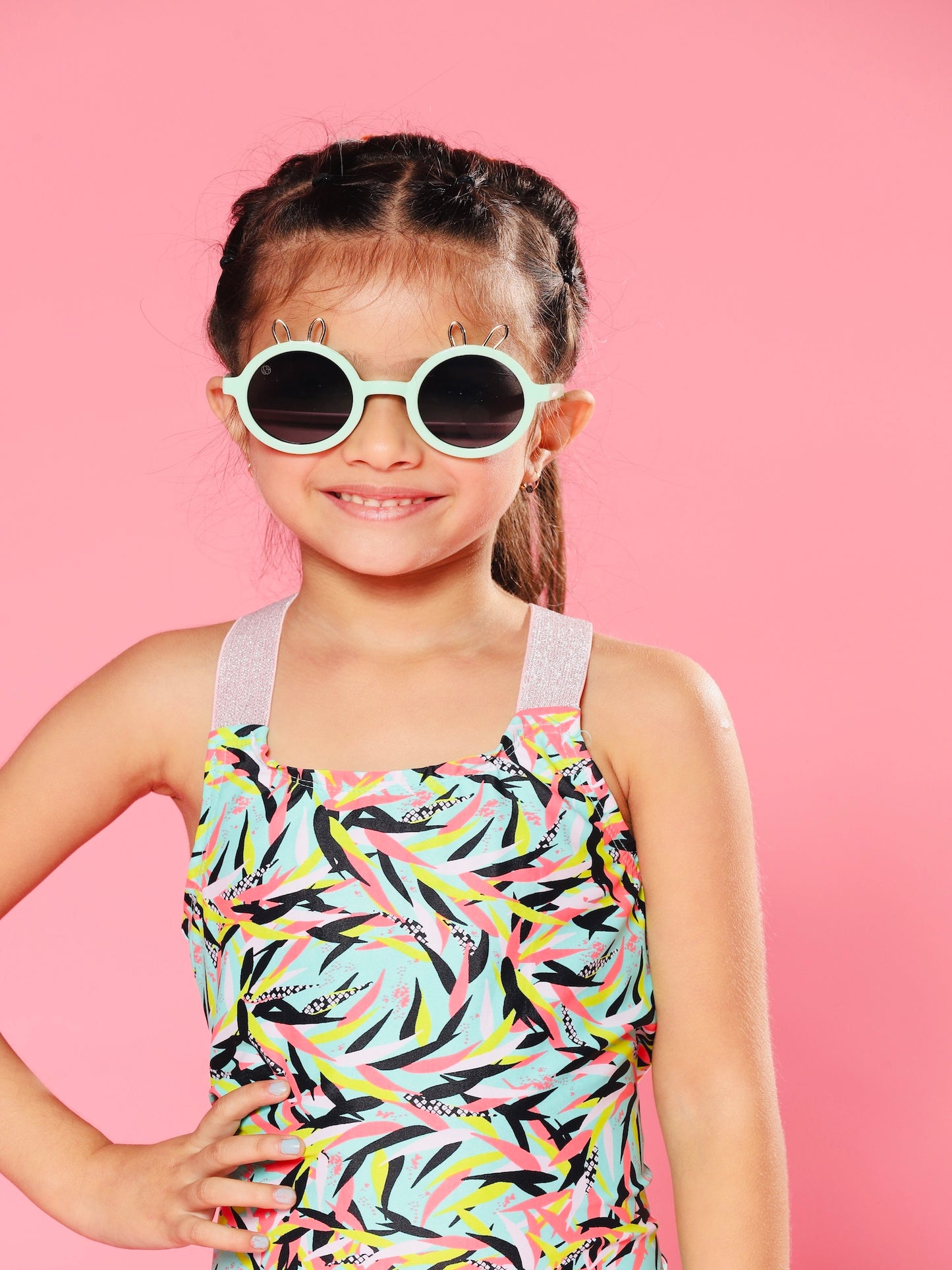 Swimsuit printed colour for girl look half 