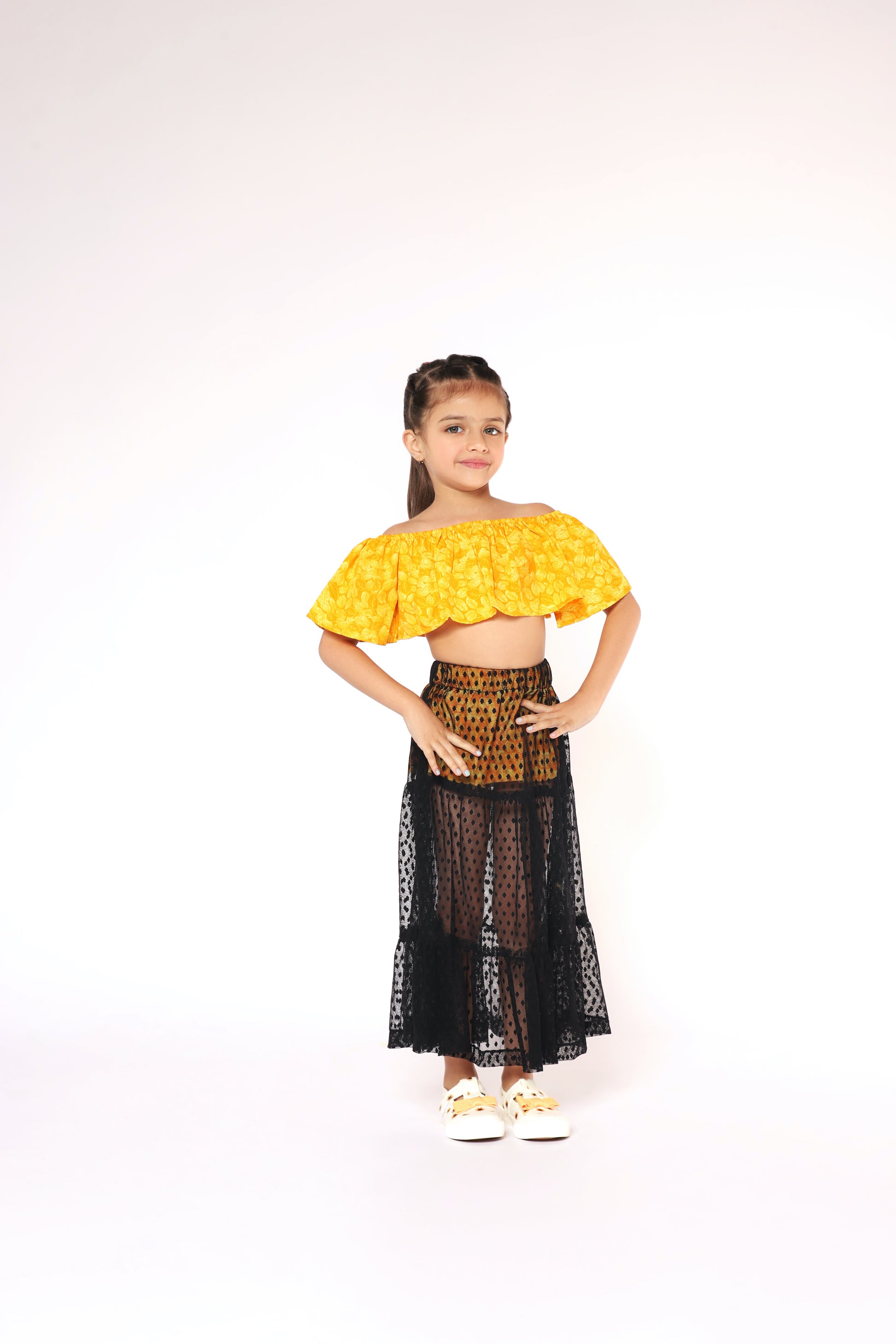 black skirt yellow top kids dress cute clothing beautiful colour 