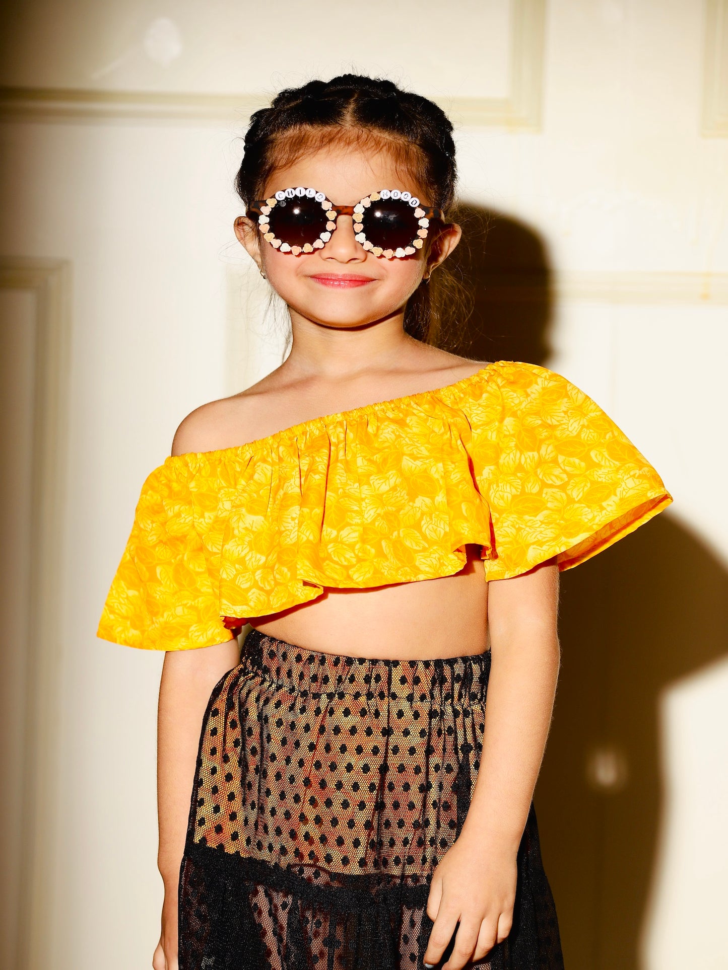 black skirt yellow top kids dress cute clothing beautiful design 