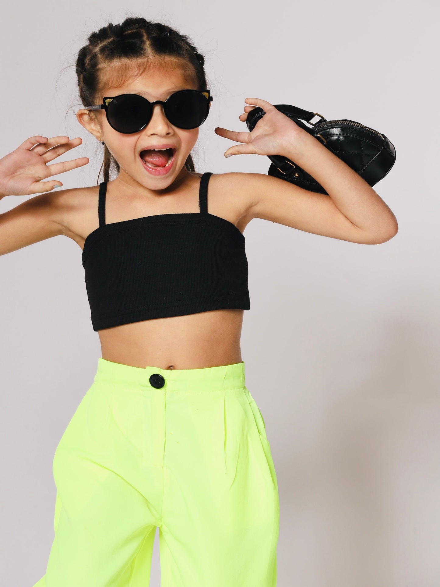 black top and neon pants girls and cute cloths