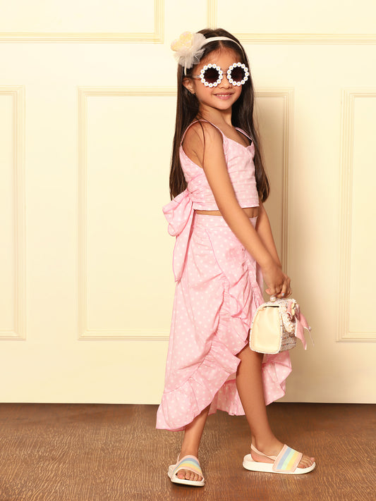 Branded cloths top and skirt pink colour summer cloths and cute dress 